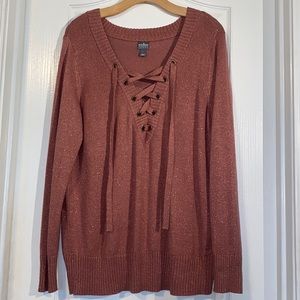 NY&Company Pink Shimmery Knit Sweater Size Large